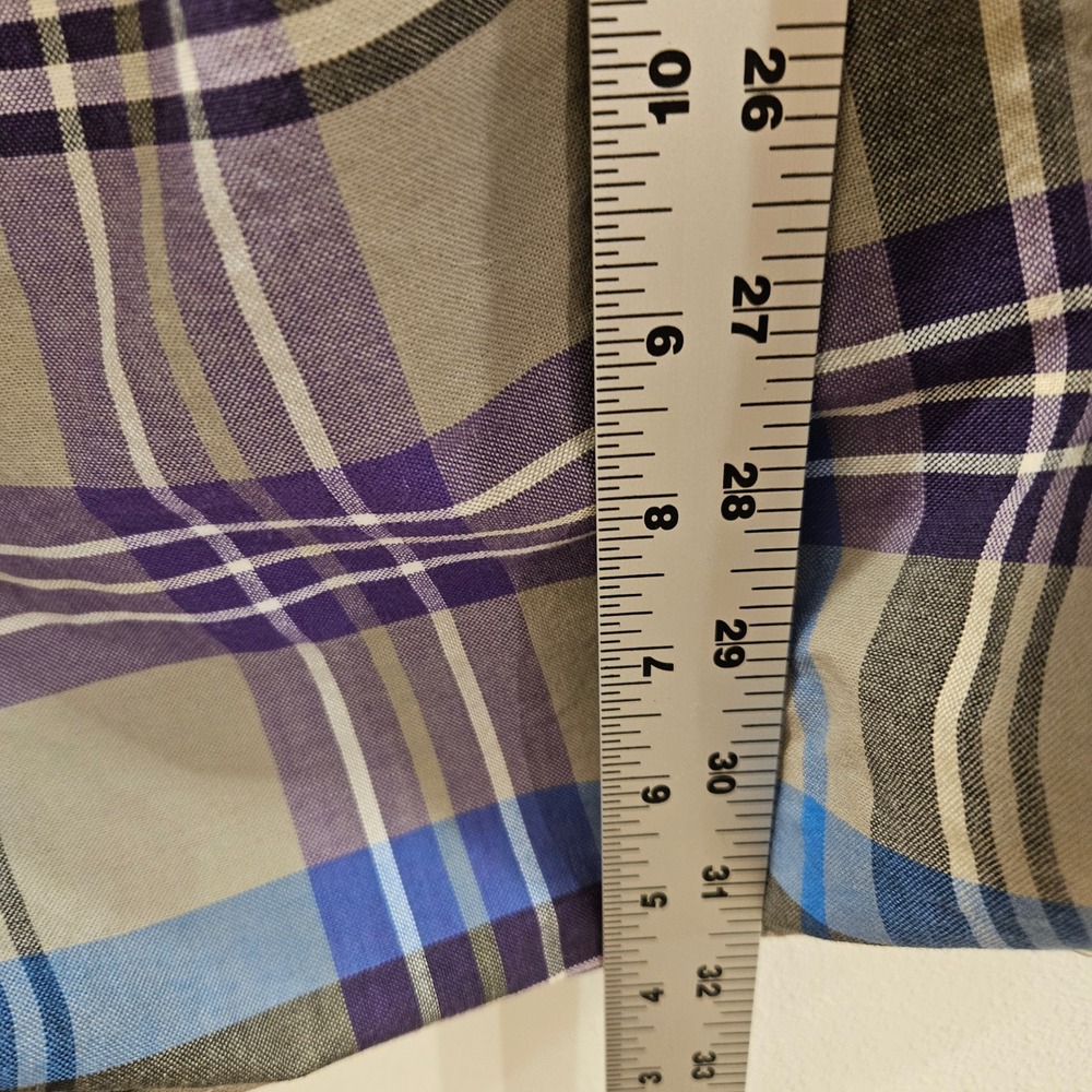 Cinch Mens Plaid Button Down Shirt Purple Blue Tan Cotton Long Sleeve L - Picture 7 of 9